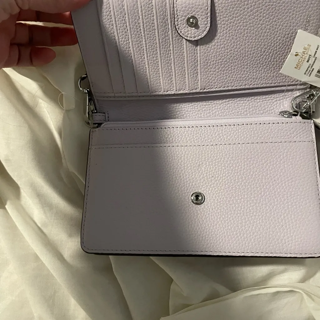 Michael Kors Lavender Crossbody Bag and Wallet Set Pebbled Leather Lilac MK NWT - Image 7