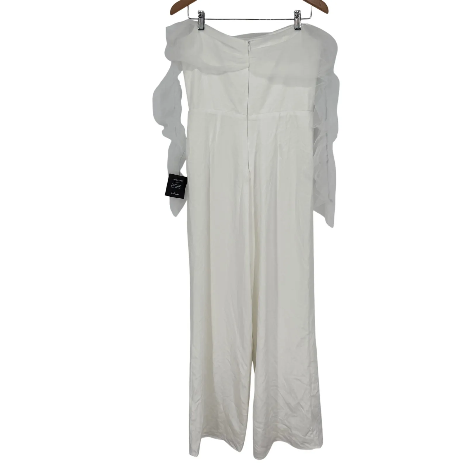Lulus Eternal Bliss White Tulle Off-The-Shoulder Wide-Leg Jumpsuit Size‎ L - Image 11