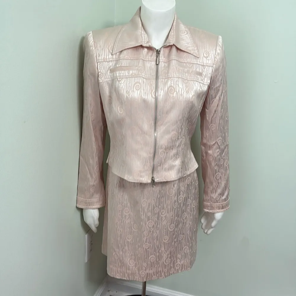 Alberto Makali blush pink set blazer jacket pencil skirt size 4 - Image 2