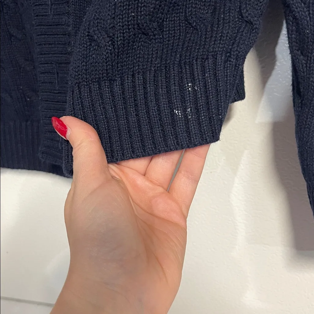 BRANDY MELVILLE NAVY BLUE CABLE KNIT CARDIGAN SWEATER BUTTONS ONE SIZE - Image 3