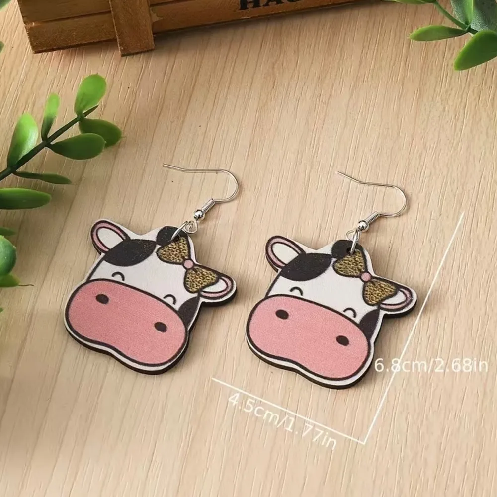 NWT Wooden Cow Head dangle Earrings Black - Image 2