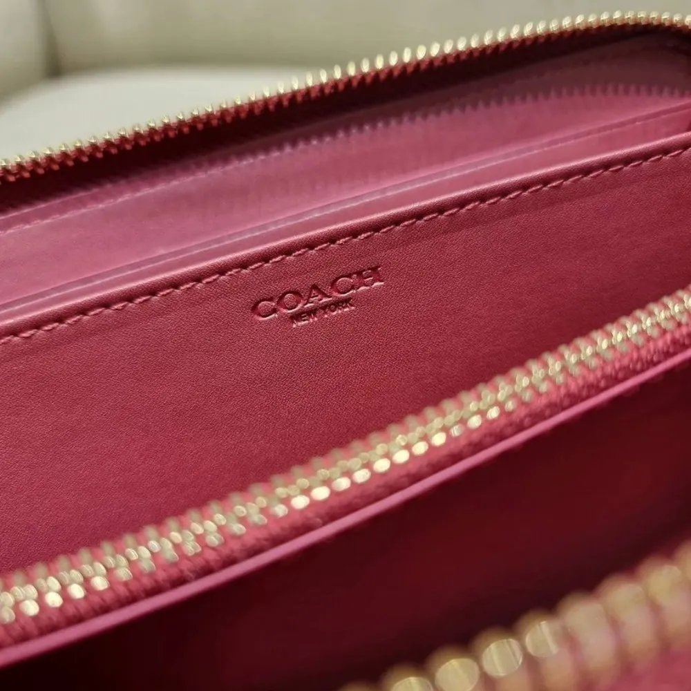 coach Long Zip Around Wallet In Signature Canvas With Ornament Print - Image 8