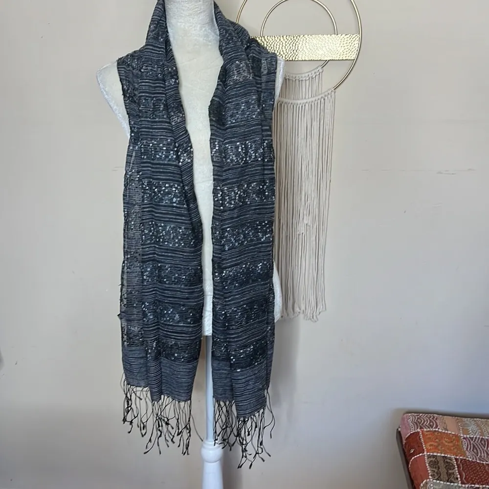 Silk viscose semi sheer lightweight summer scarf wrap - Image 86