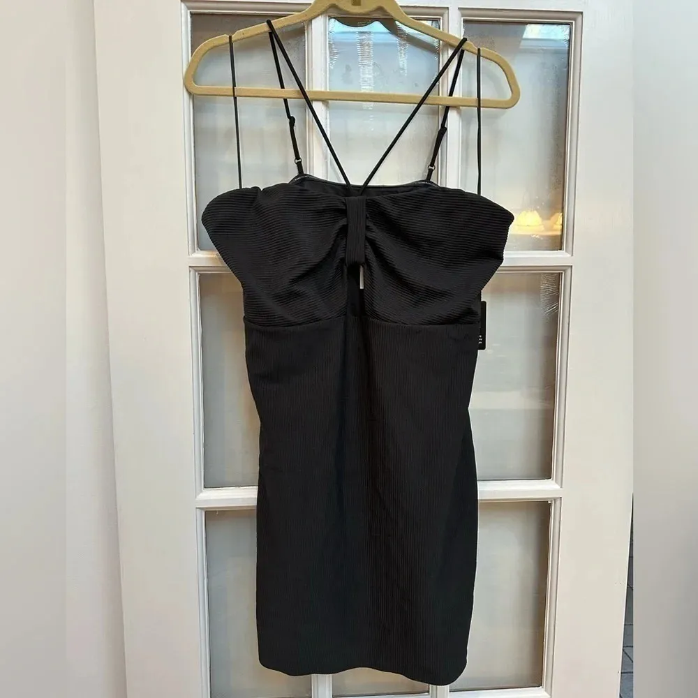 Express | Black Ribbed Bodycon Club Party Cocktail Fitted Dress Size L Large NWT - Image 2