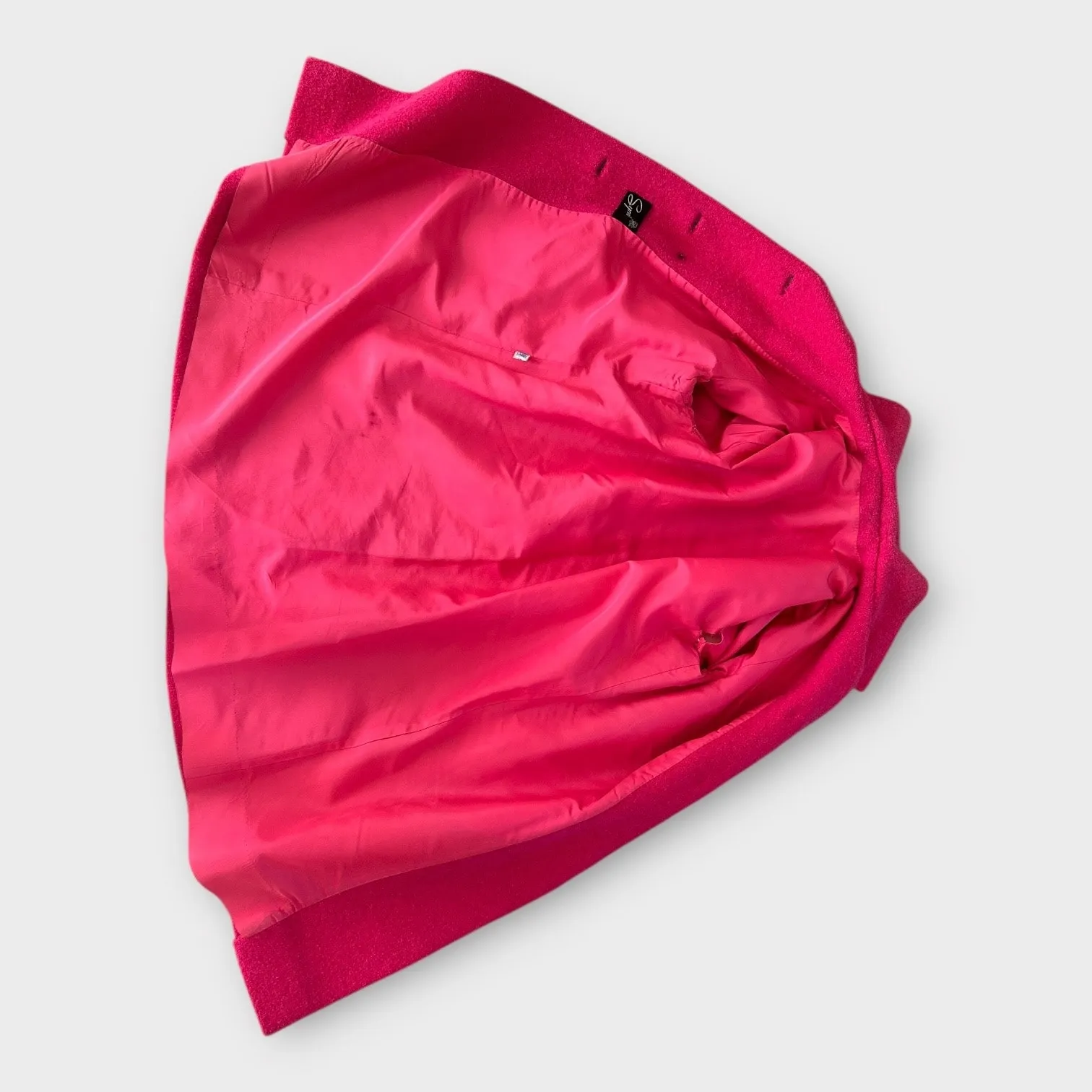 Vintage 60s Sycamore Hot Pink Boucle Wool Double Breasted Swing Coat Women's M L Size L - Image 9