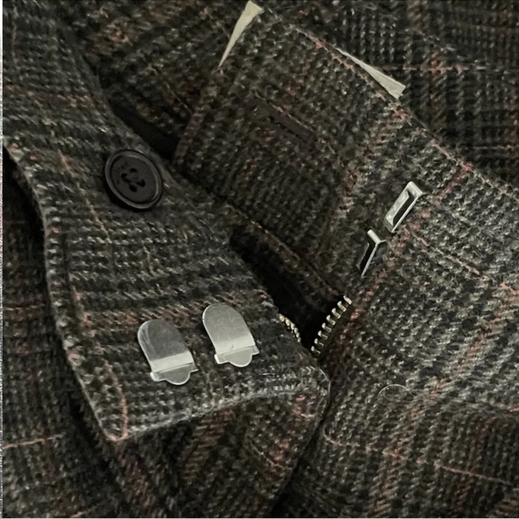 Aritzia Wilfred Jallade Gray Wool Cashmere work Plaid Tie Waist Trouser Pants 4 - Image 4