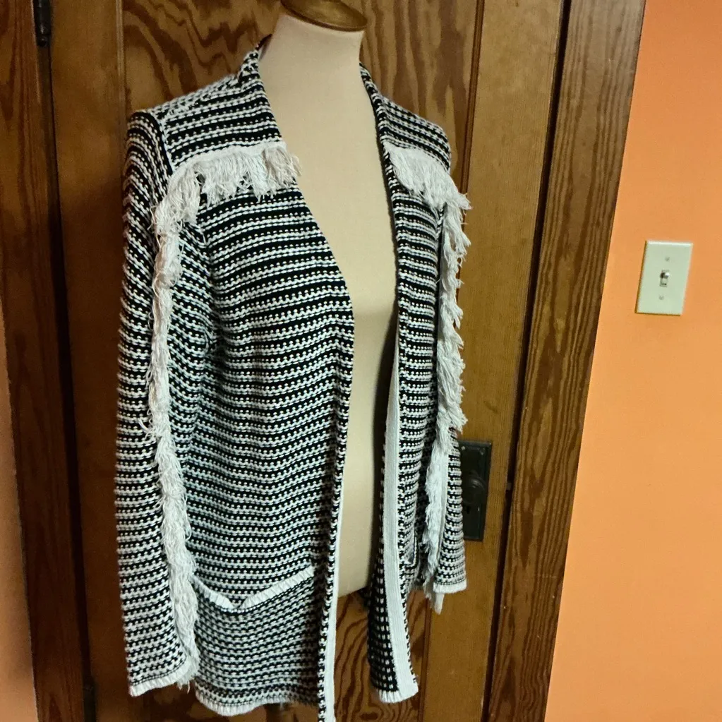 Knox Rose boho fringed striped cardigan sweater - Image 6