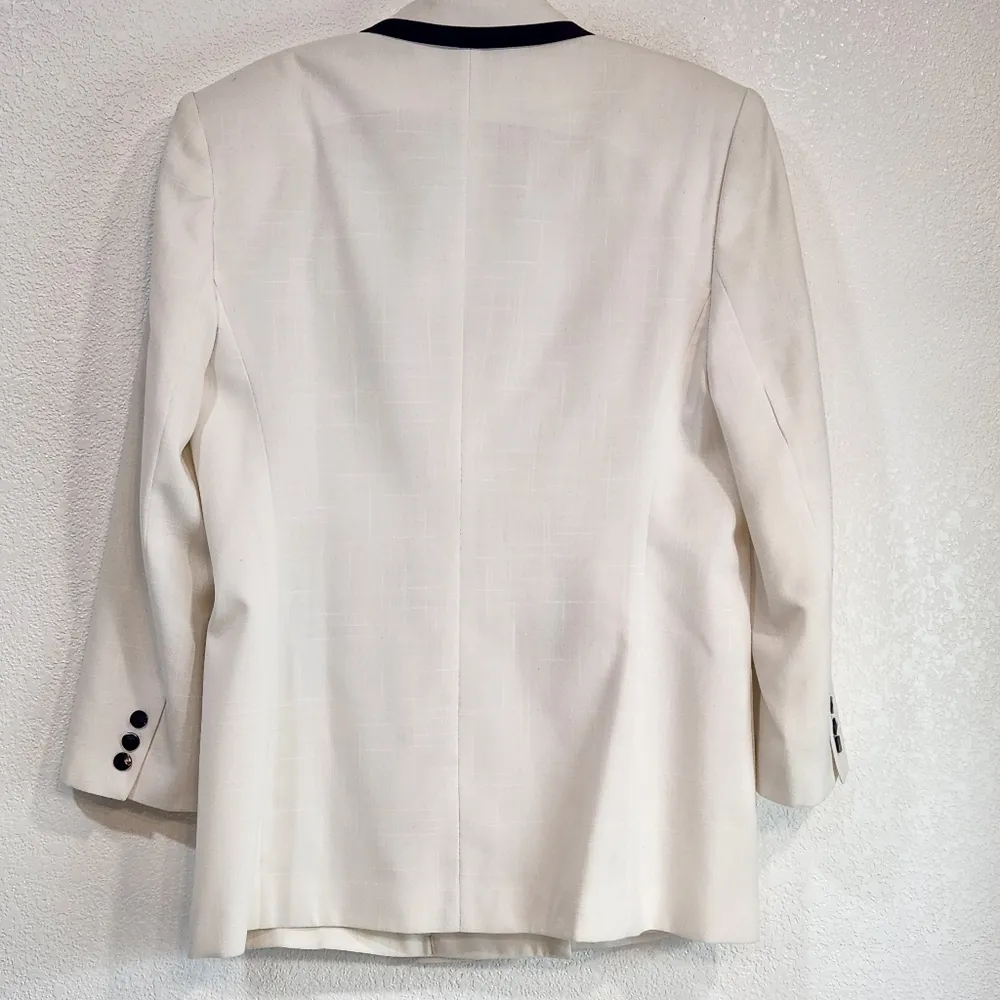 VINTAGE Attitudes White & Navy Blue Old Money Classic Double Breasted Blazer Size 14 - Image 5