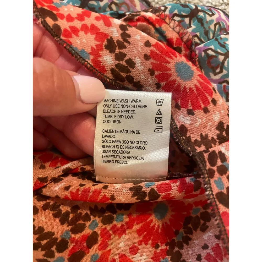 Patrons of Peace Pink Floral Assymetrical Spaghetti Strap Top M - Image 5