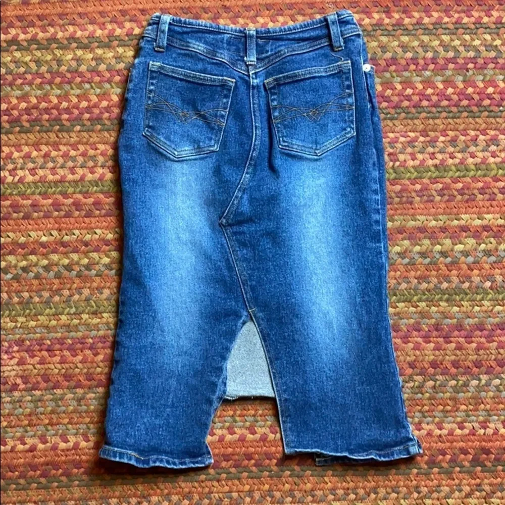 VINTAGE HI JEANS WESTERN COWGIRL STUDDED DENIM MIDI SKIRT Blue Size 4 - Image 5