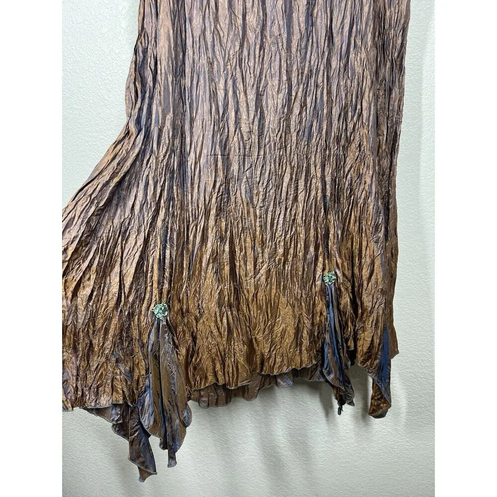 Lee Andersen Crinkled Satin Midi Dress With Jacket Large Art To Wear - Image 7