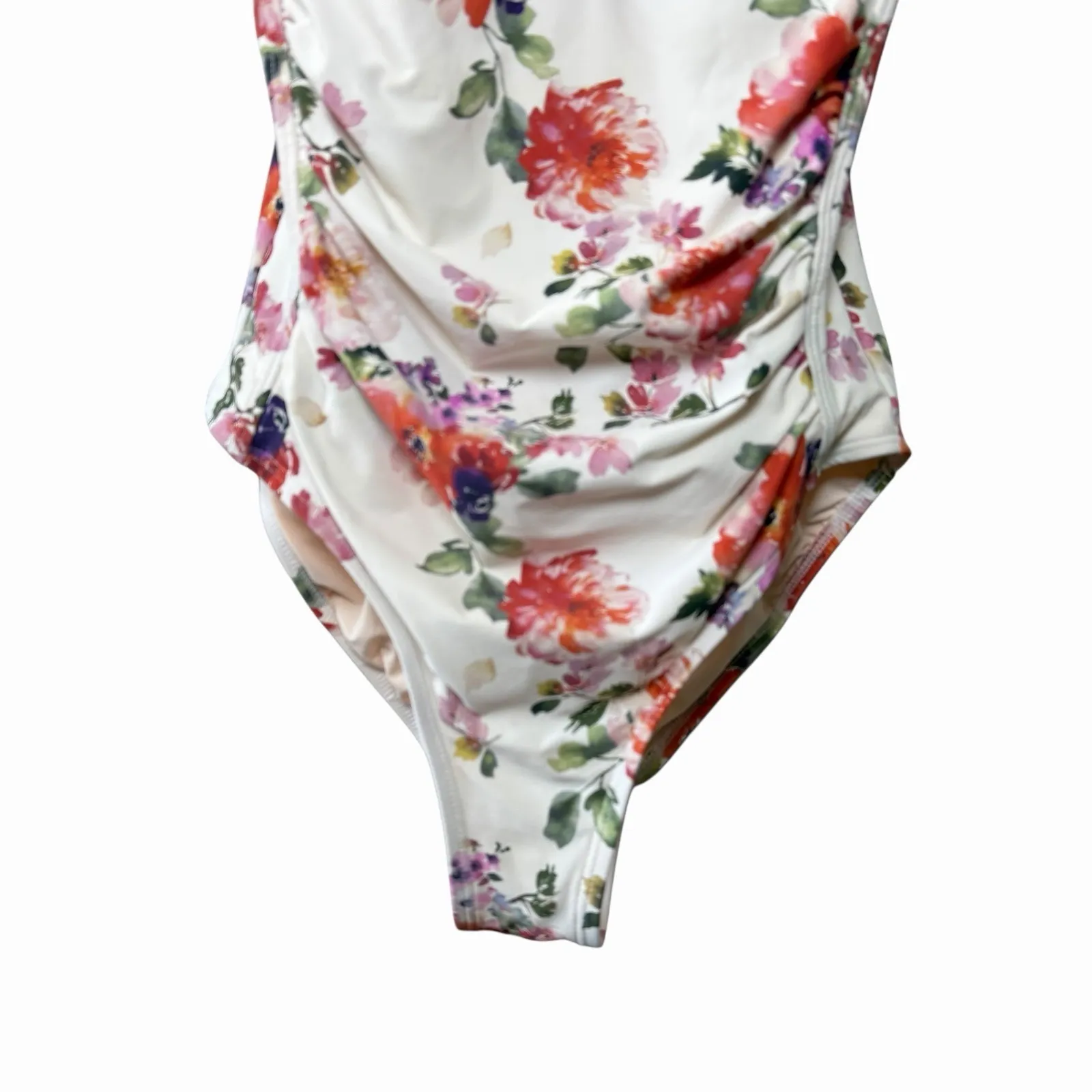 Niptuck Womens Floral Ruched One Piece Swimsuit US 6 Multi - Image 5