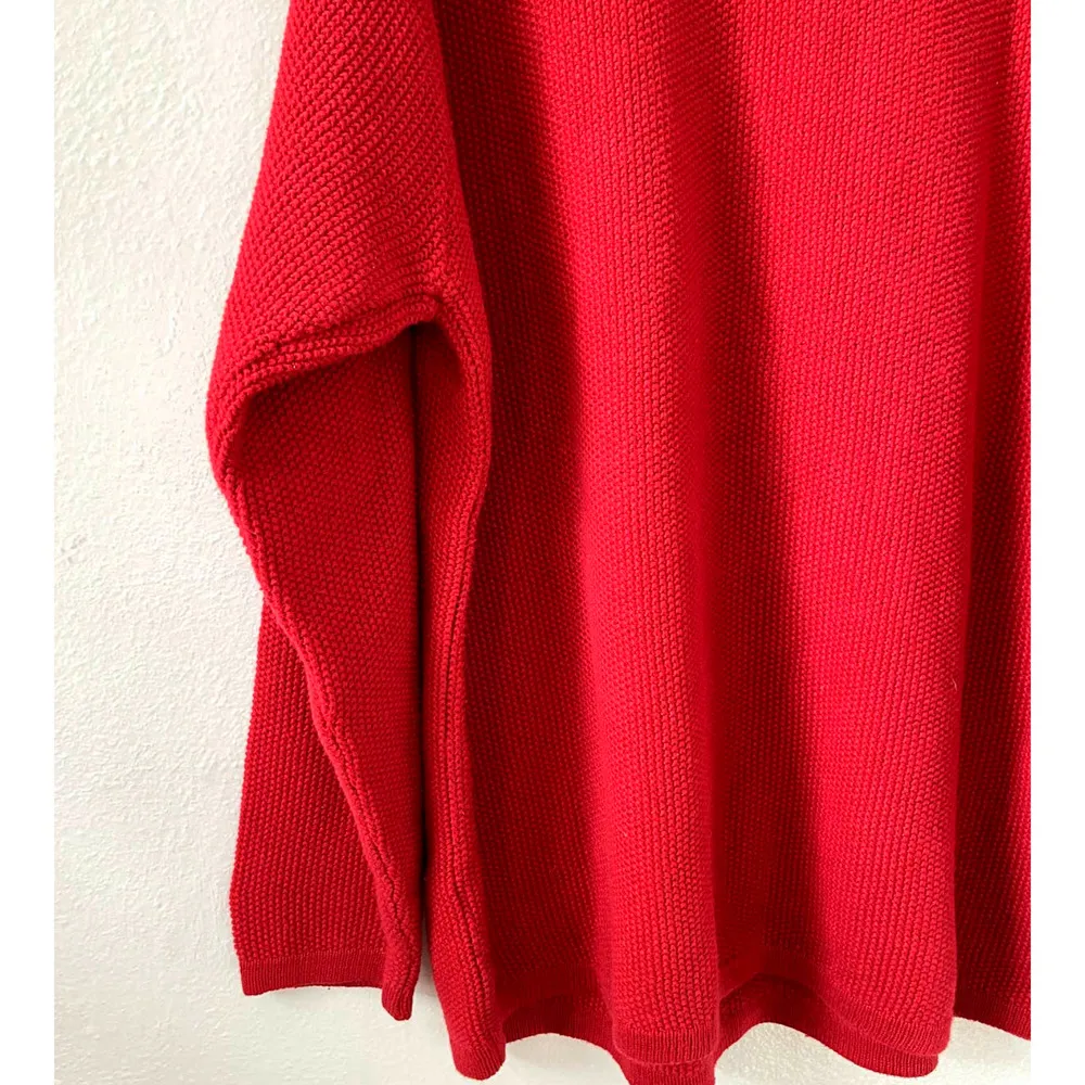 Vintage  Red Knit Long Sleeve Sweater Men Size X Large V Neck Ramie - Image 6