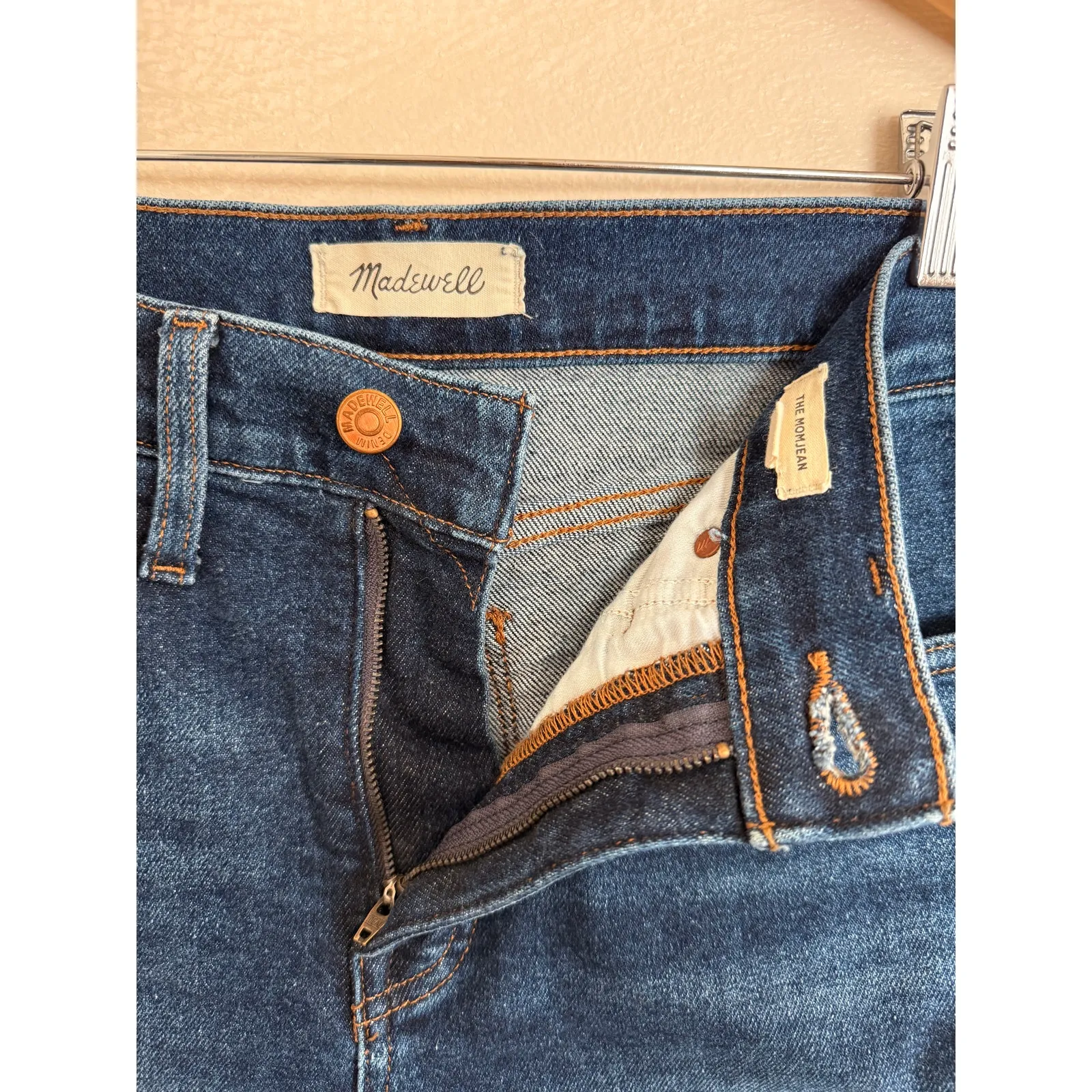 Madewell Blue Dark Wash High Rise Mom Jean Clean Girl Scandi Minimal-28 Petite - Image 5