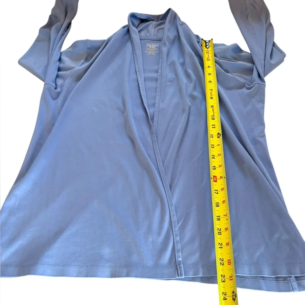 LL Bean Cardigan Womens Supima Cotton Open Front Top Womens Medium Blue - Image 6