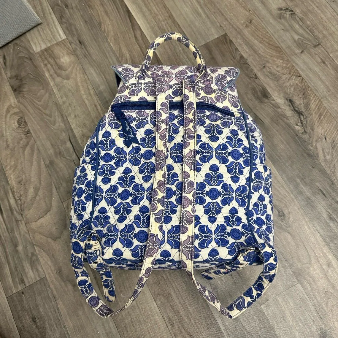 Vera Bradley Lighten Up Grand Backpack Cobalt Tile pattern - Image 3