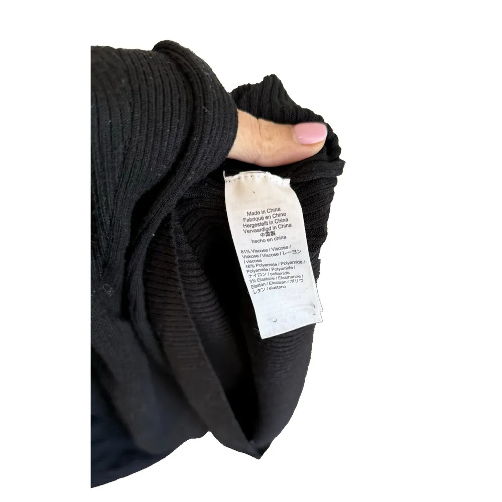 J Crew Black Ribbed Flattering Midi Stretch Short Sleeve Dress Size Small 1801 - Image 9