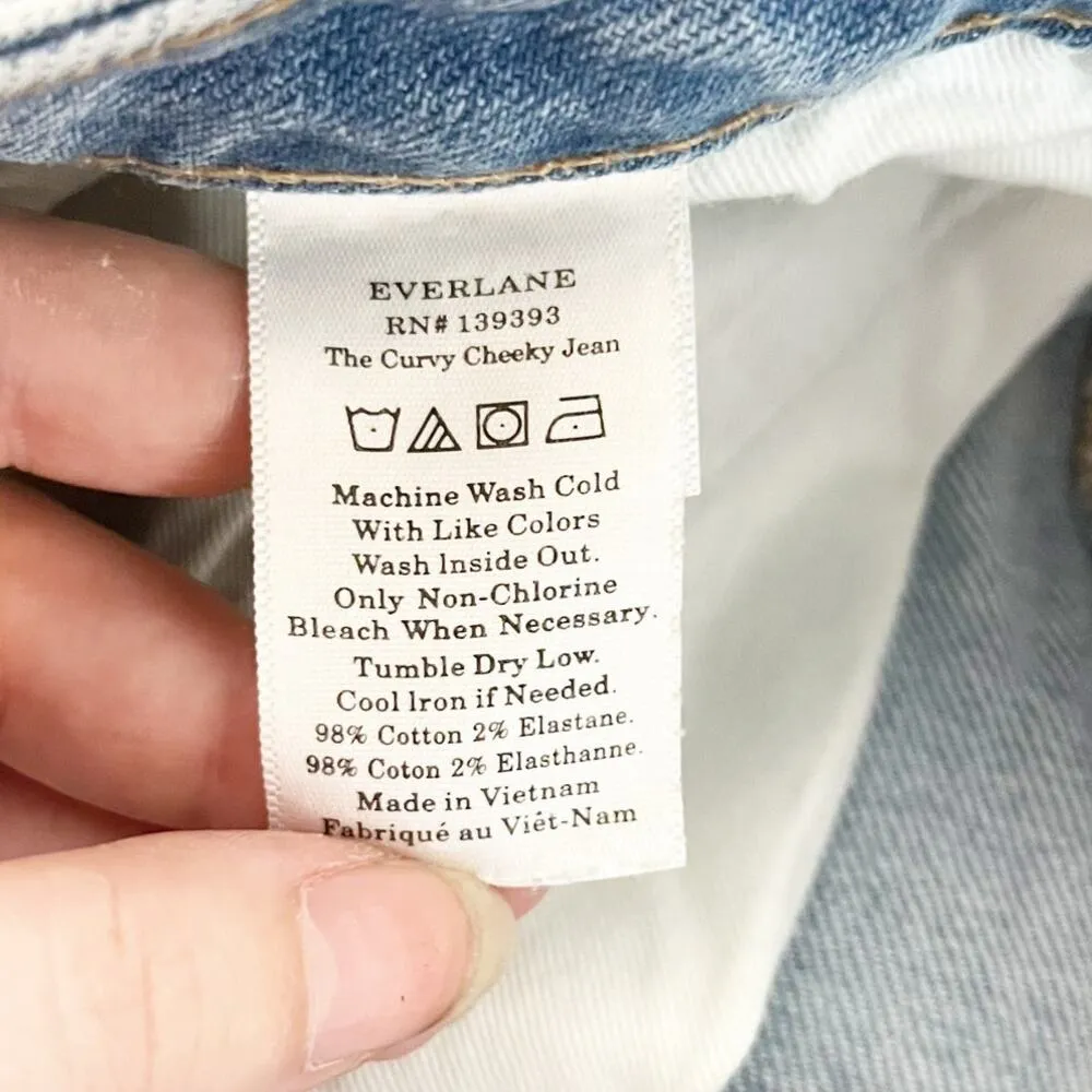 Everlane High Rise The Curvy Cheeky Straight Leg Crop Jeans Medium Wash Blue 25 - Image 6