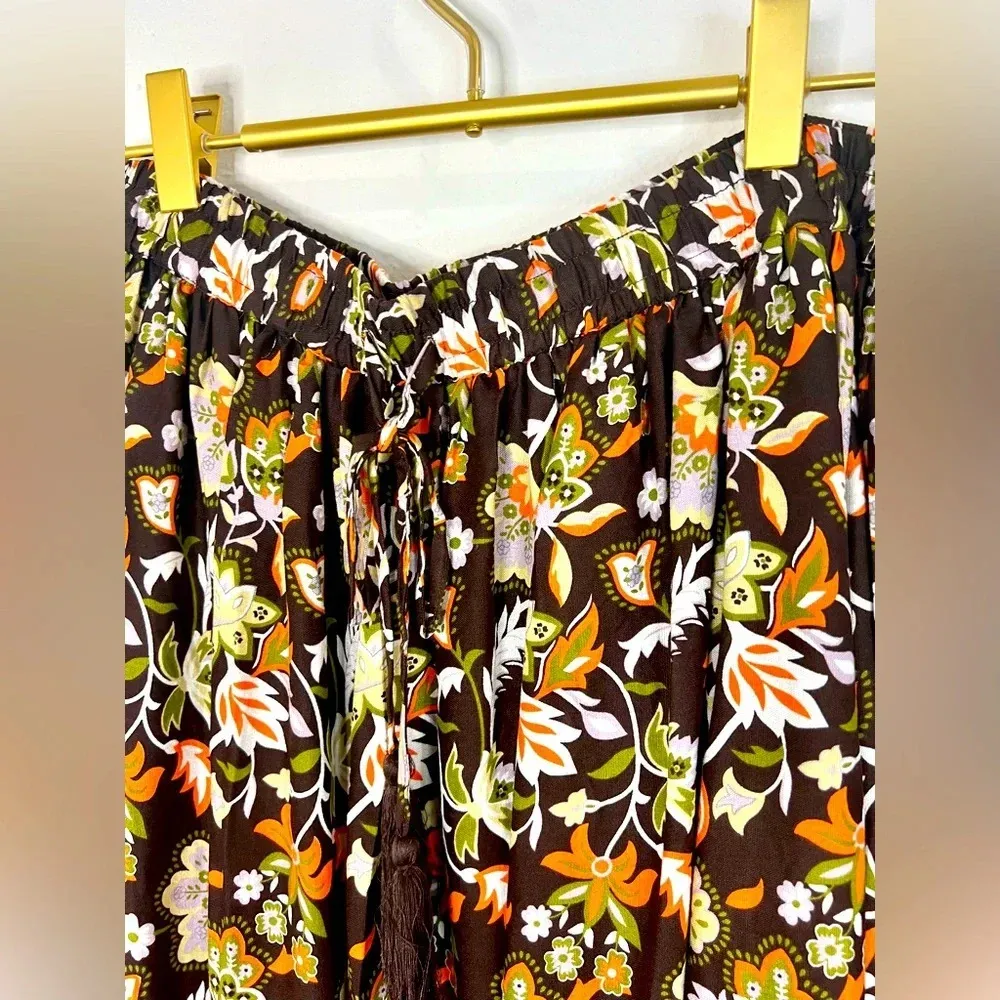 🆕 Gypsie Blu Brown and Muted Yellow Patterned Skirt Size M - Image 5