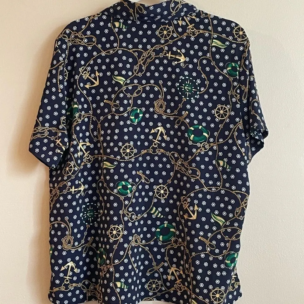 Bon Worth nautical novelty navy button down collar shirt Blue Size undefined - Image 5