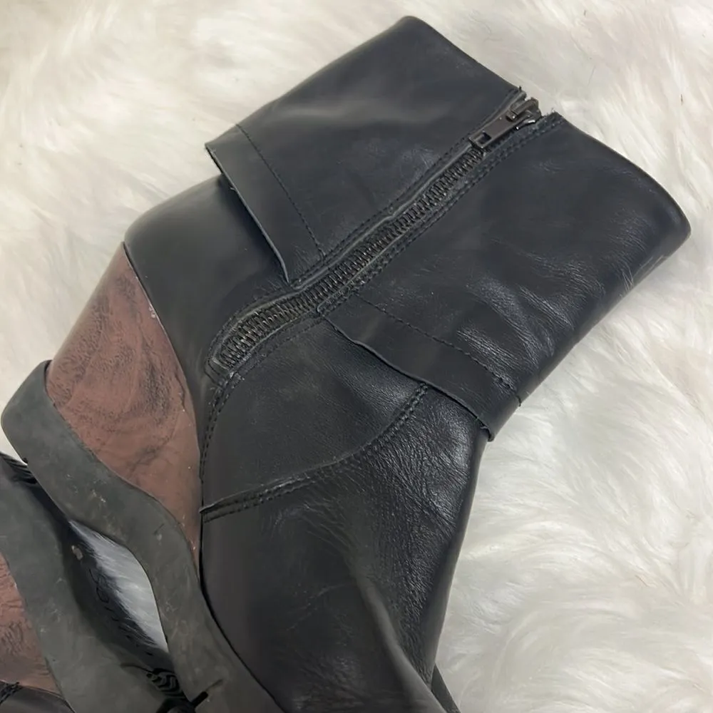 Sanita Maddox Wedge Foldover Leather Swedish Danish Clog Boots Size 8 A4 Black - Image 6