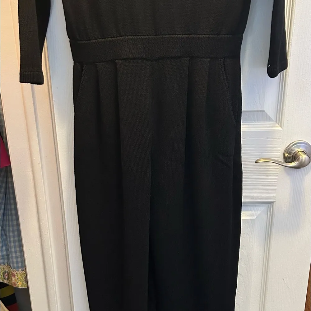Vintage St. John 8/M Santana Knit Black Jumpsuit Long Sleeve Women Pockets - Image 3