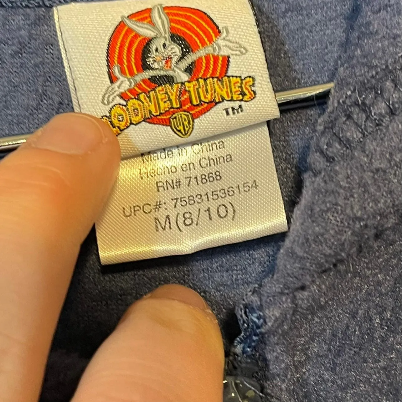 Looney Tunes Woman's (s11) Blue Casual Hooded Fleece Zip Up Jacket Size Medium - Image 3