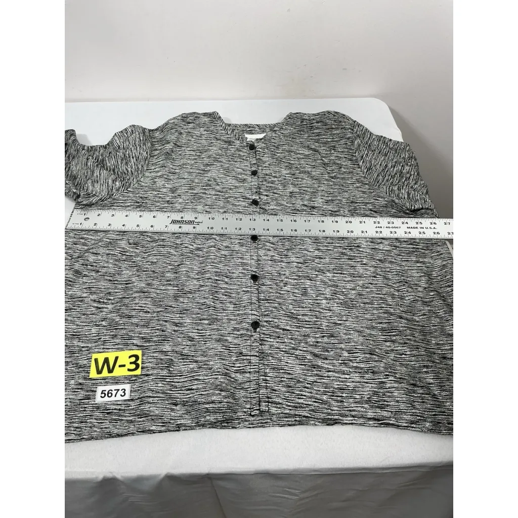 Womans Coldwater Creek Button Down Blazer Jacket 2X Black White 3/4 Sleeve - Image 4