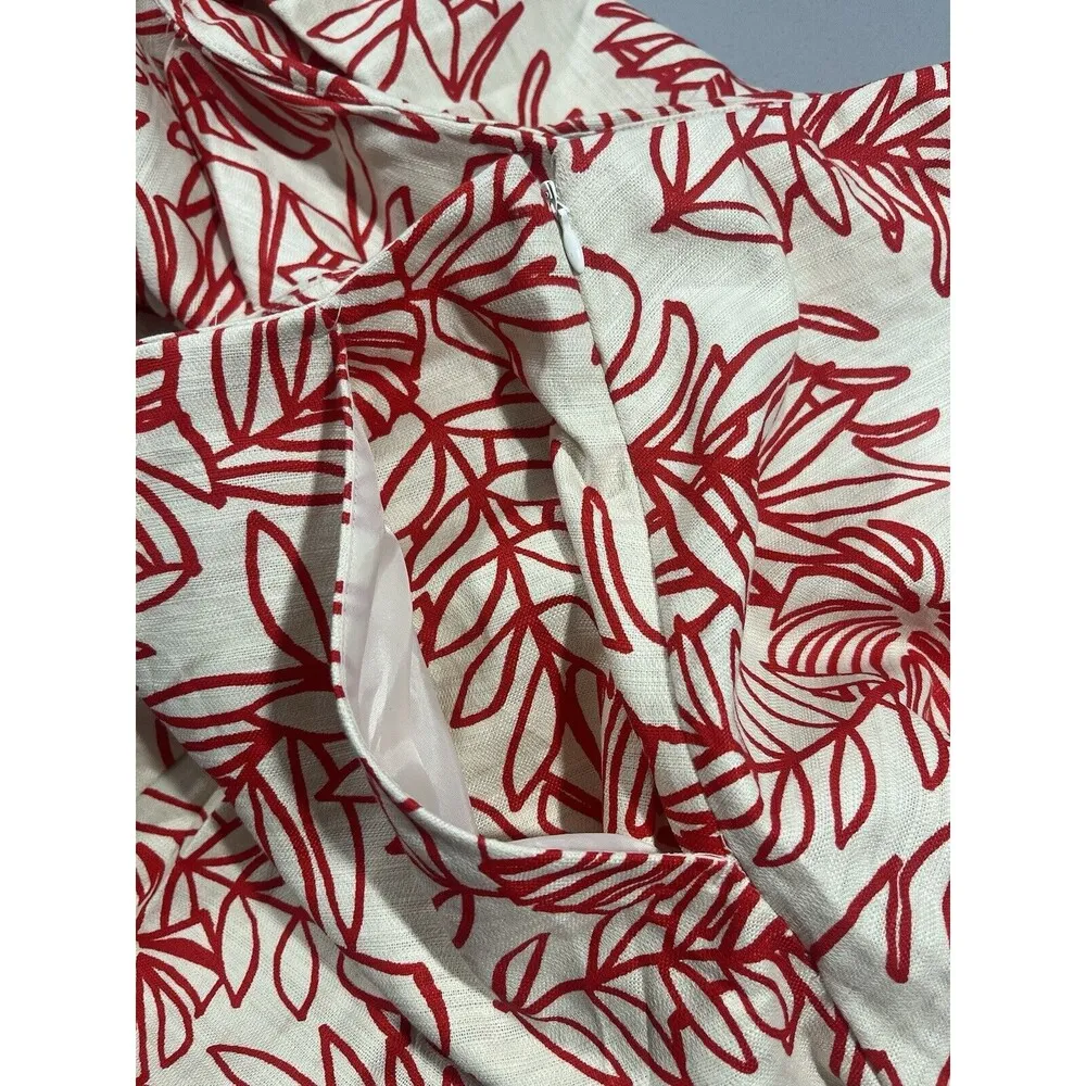 Lane Bryant Linen Leaf Print Pleated Skirt Pockets Swing A-Line Plus 28 NWT - Image 7