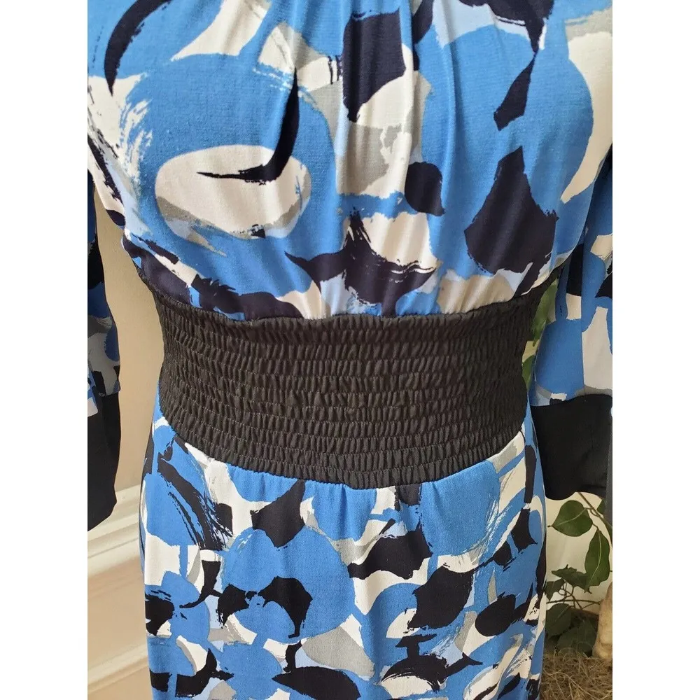 Rabbit Designs Womens Blue Polyester Round Neck Long Sleeve Knee Length Dress 10 - Image 3