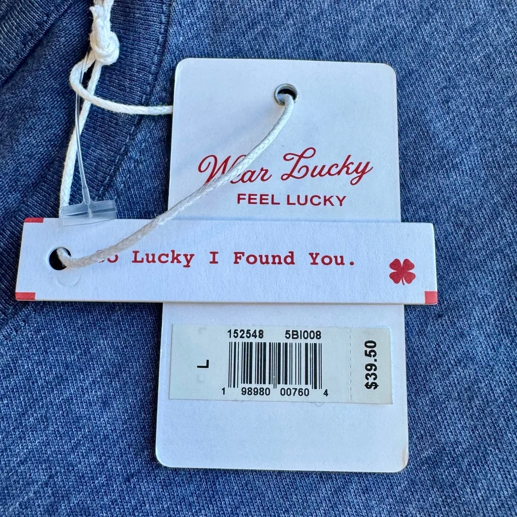 Lucky Brand Logo Game Day Cropped Short Sleeve Tee Heather Blue Size L NWT - Image 8