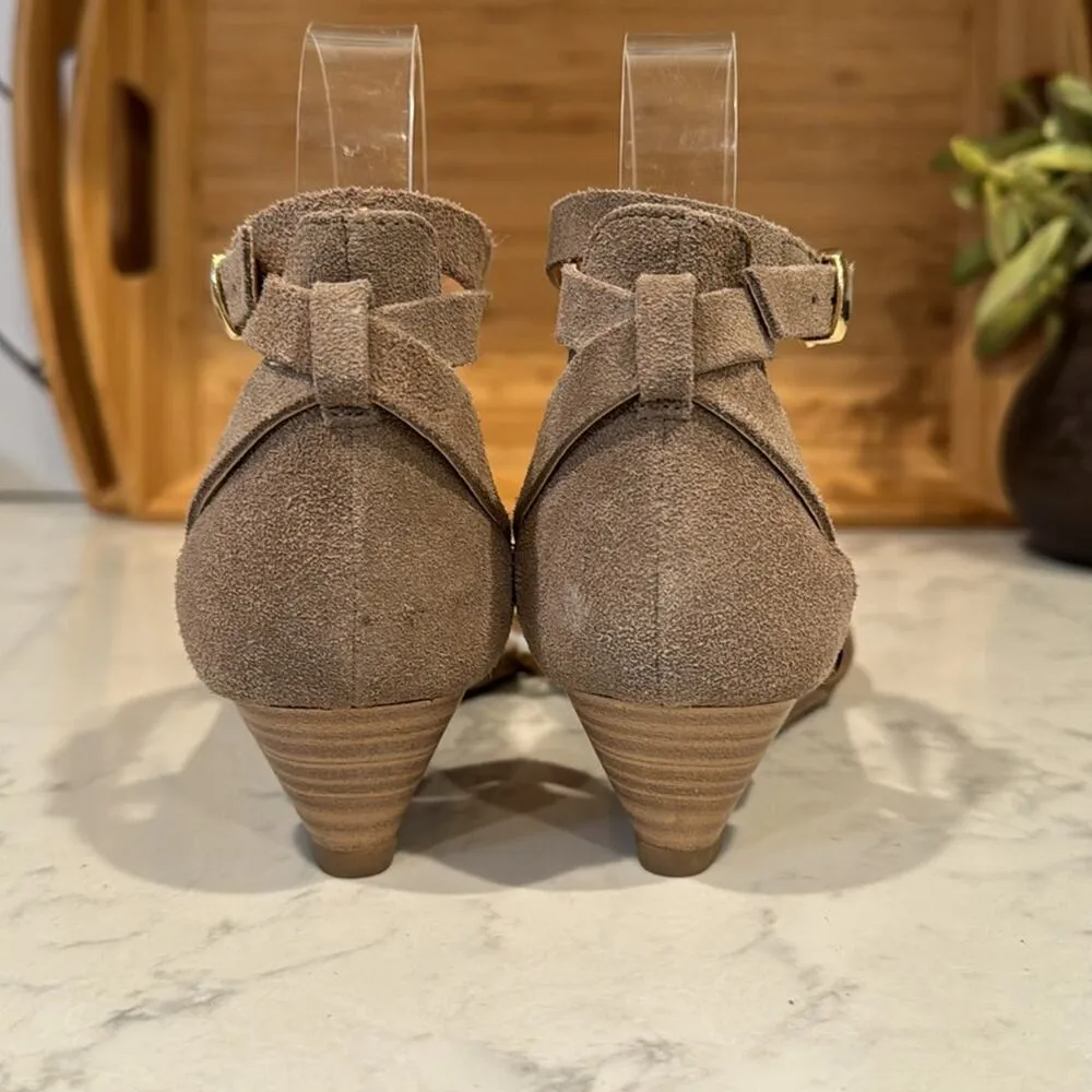 Seychelles Sincere mini Wedge Sandal Taupe suede bohemian chic classic size 7.5 - Image 6