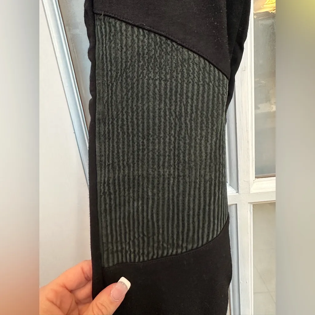 Vintage Neiman Marcus Ponte Black Moto Genuine Leather Insert Leggings Size S - Image 3