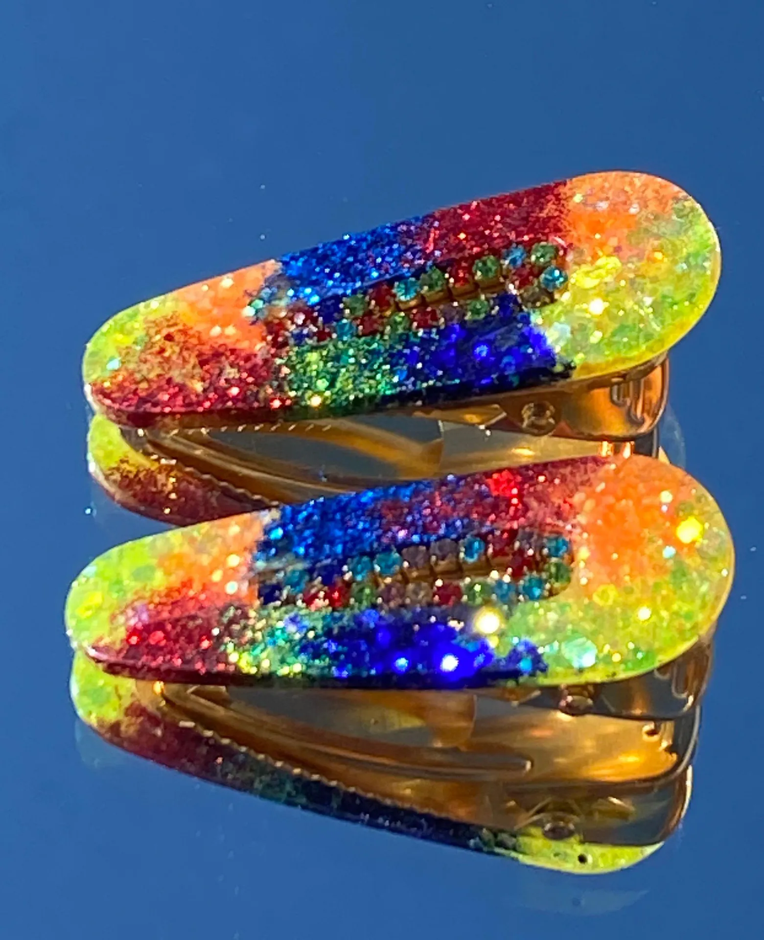 New 2 Pc Rainbow Hair Clips Multiple - Image 3