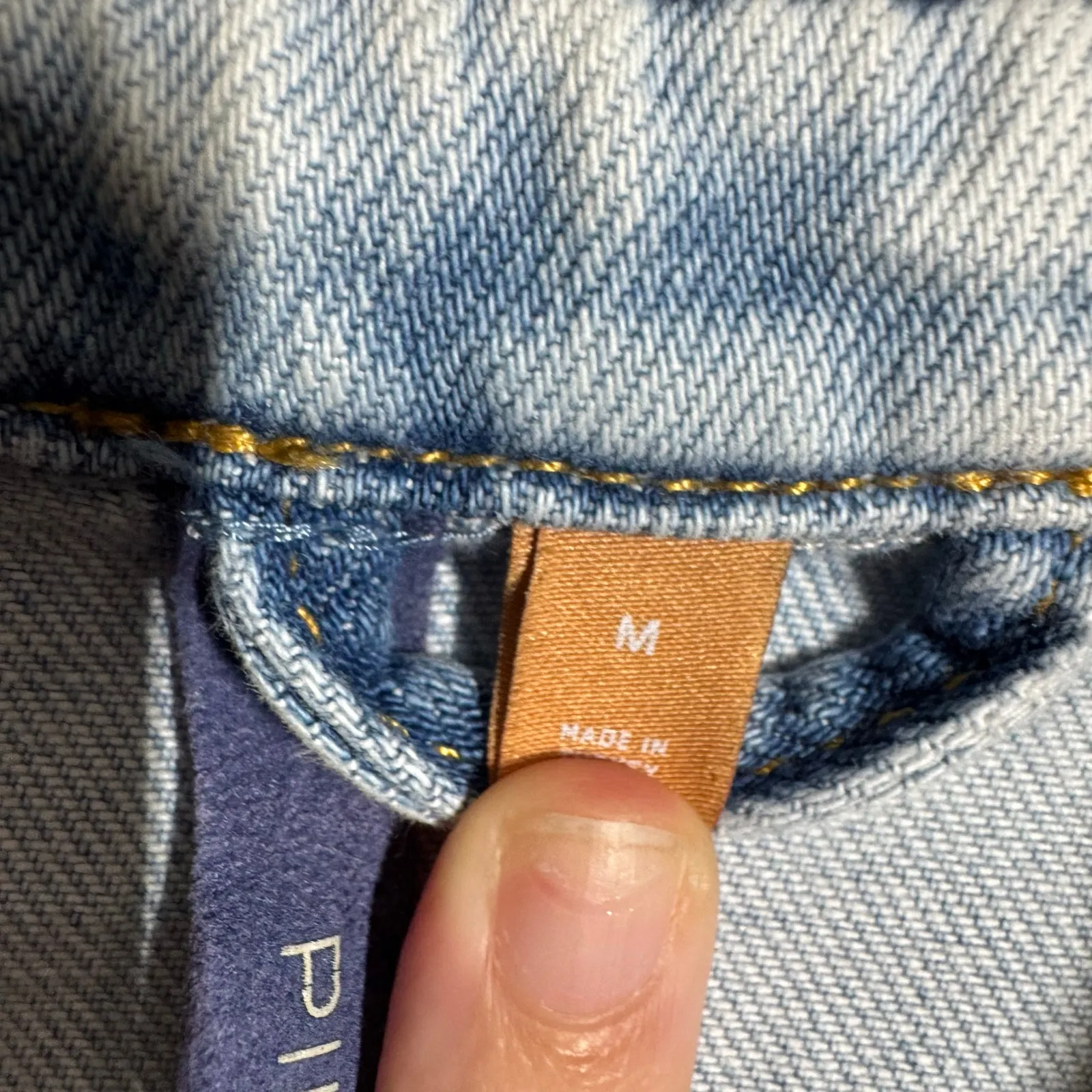 Pilcro Denim Shirt Women M Blue Light Wash Distressed Button Up Western Country - Image 7