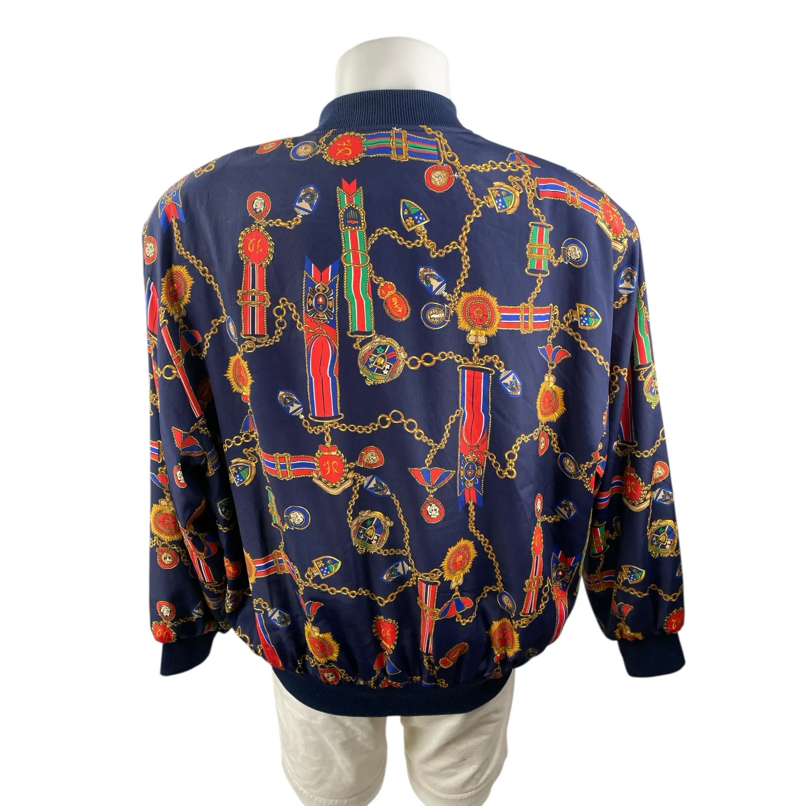 Alfred Dunner Multicolor Chain print Full Zip Long Sleeve Bomber Coat Jacket 18 - Image 2