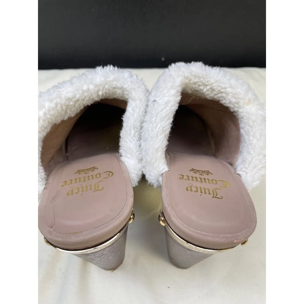 Juicy Couture Women's Tan Faux Fur Shoes/ Clogs Heels 4.5" Size 7 SKU 5496 - Image 6