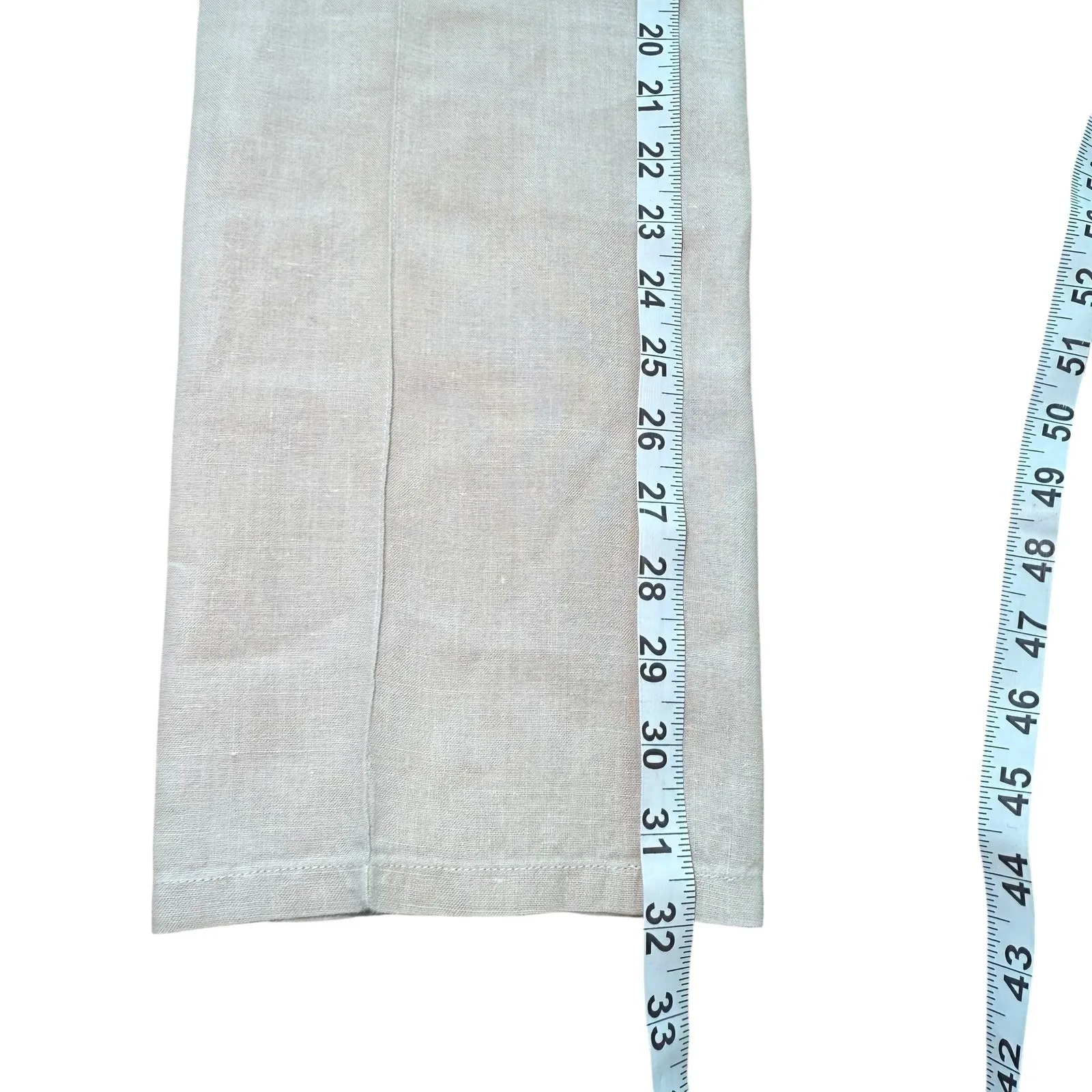 Vince Women's Beige Hemp Blend Drawstring Linen Pants Casual Straight Leg M Tan Size M - Image 8