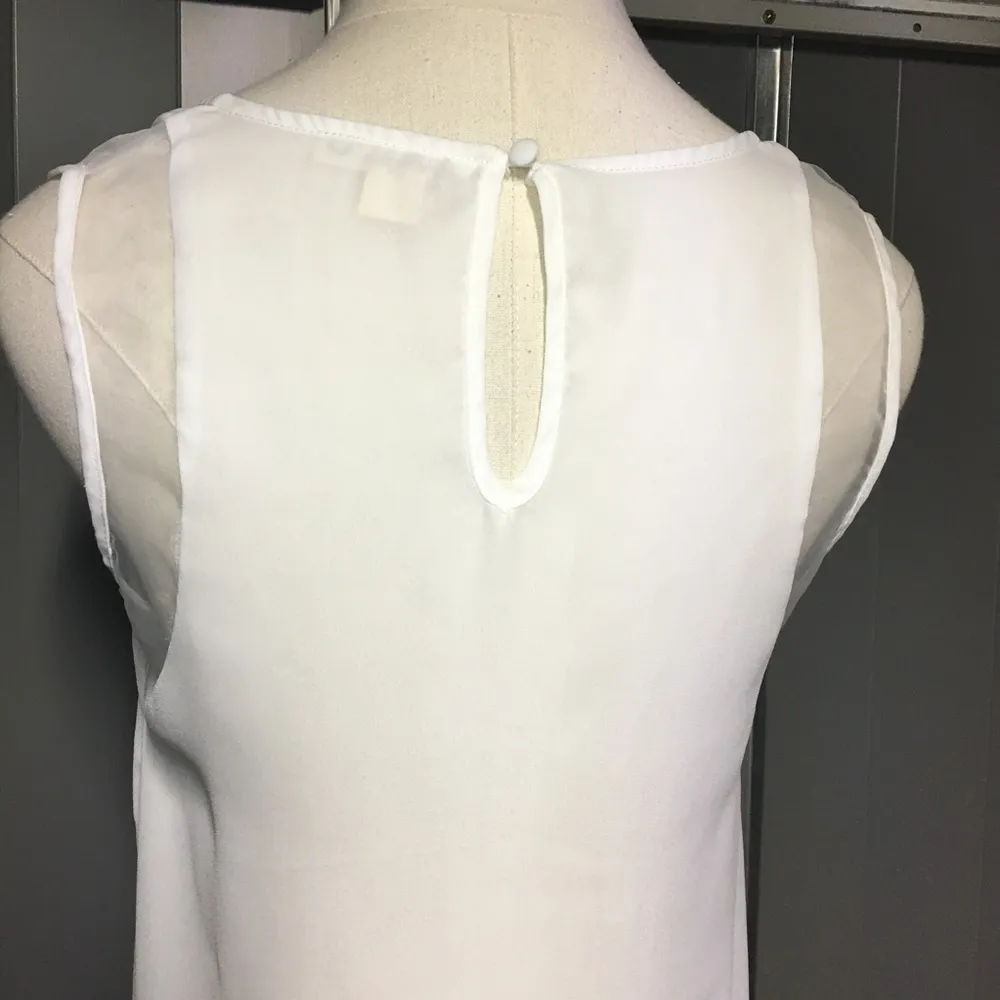 DOUBLE ZERO High Low White Tank Top, Small - Image 5