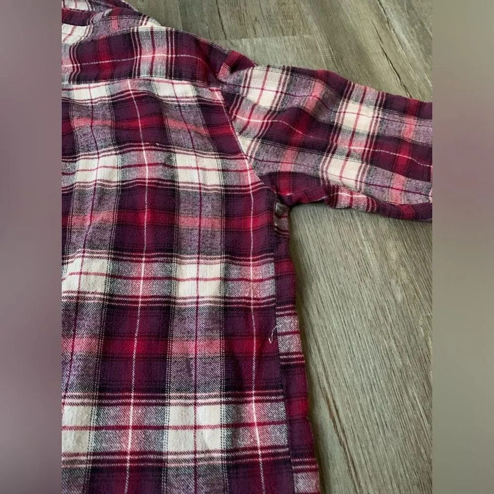VTG Flannel Plaid Long Sleeve Purple Pink White Size M Size M - Image 6
