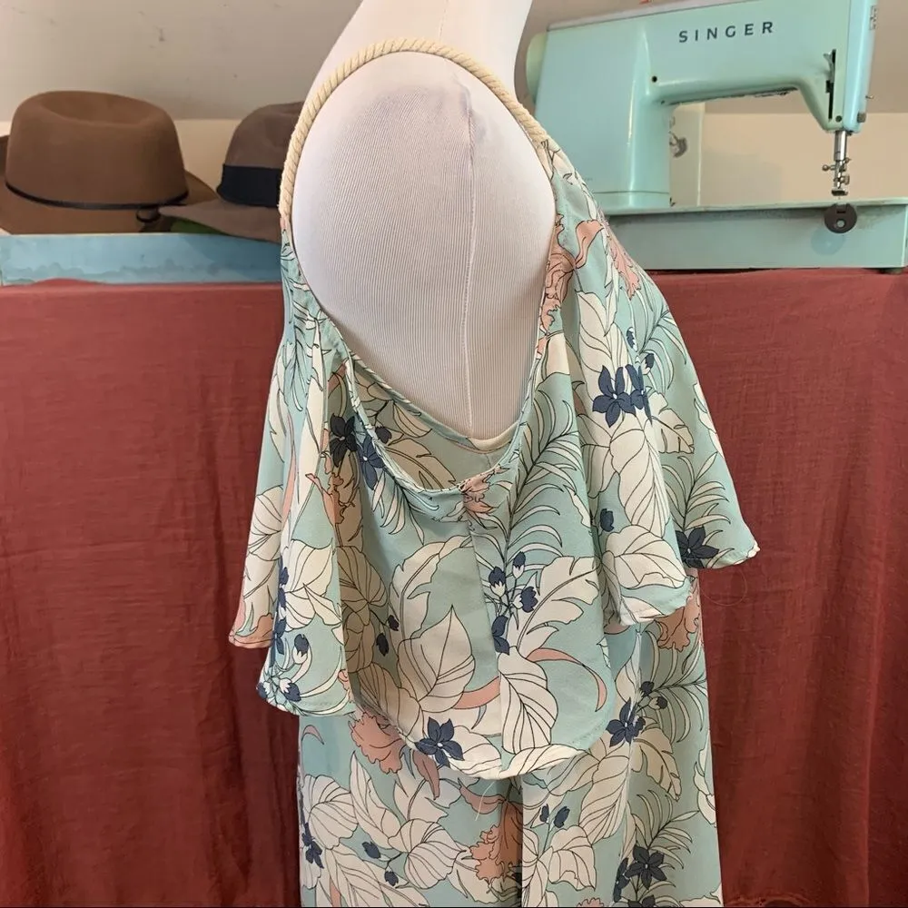 Audrey 3+1 floral flutter cold shoulder dress - Image 2