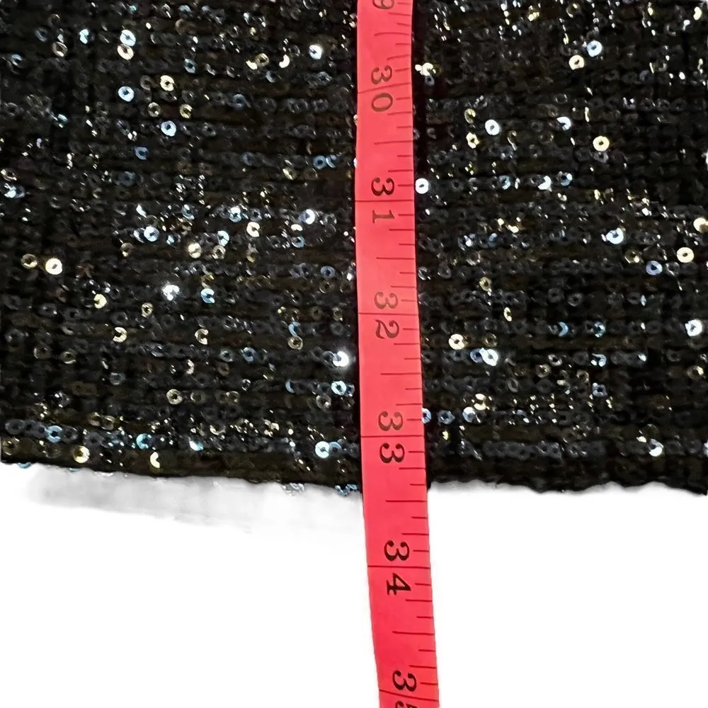 Maje Ketsia Midnight Blue Sequin Mini Dress Bow Waist Velvet Trim Party Cocktail - Image 7