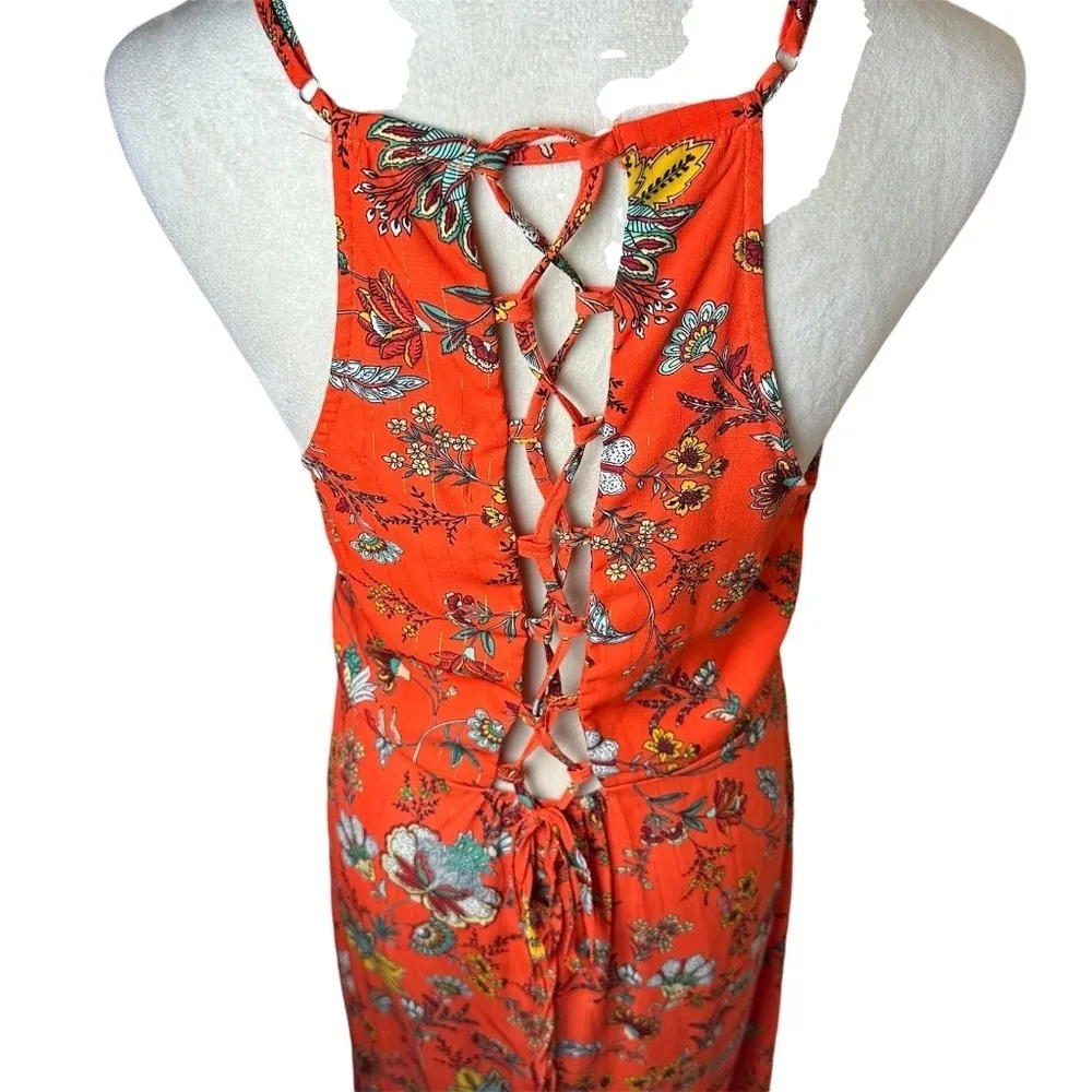 Molly Bracken Floral Ruffle Cutout Maxi Dress L | Coastal Beach Resort Vacation - Image 6