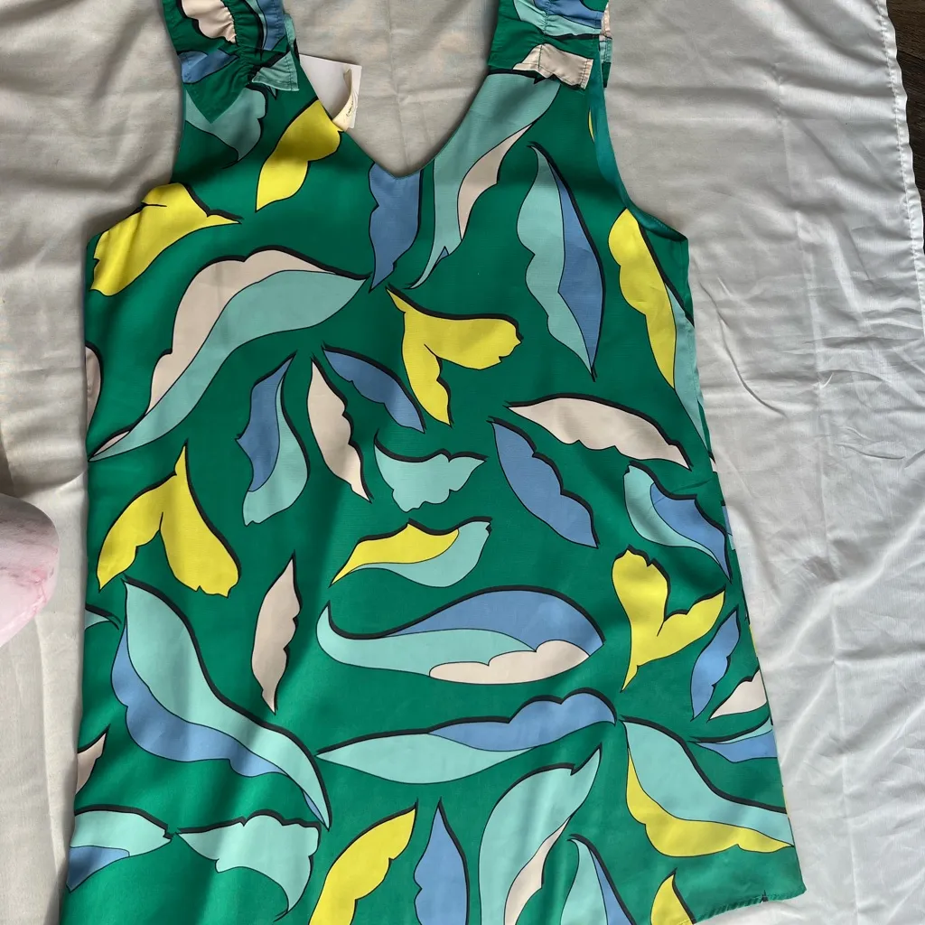 TYche Vibrant Leaf Print Sleeveless Top dress L - Image 4