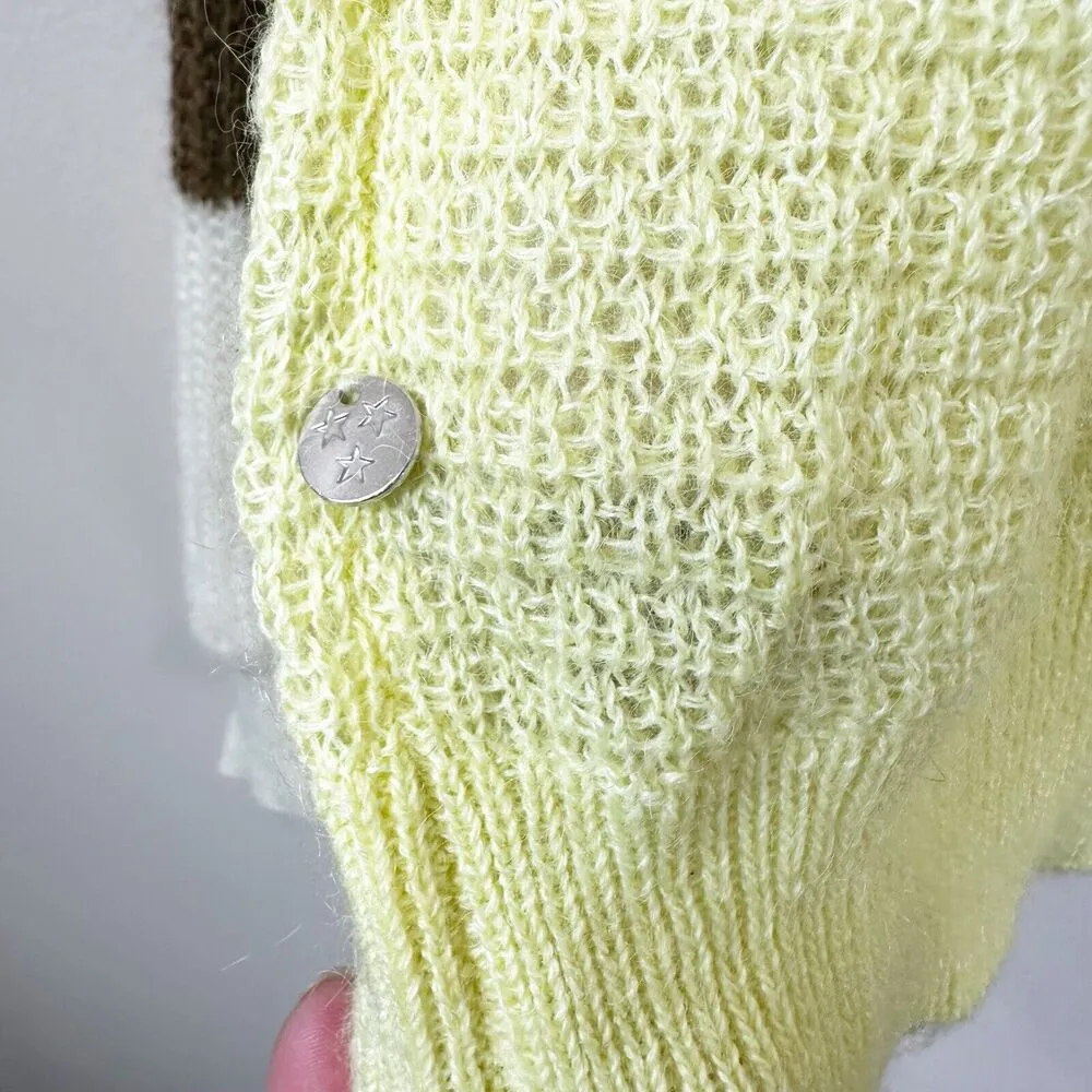 Scotch & Soda Sweater Womens M Linen Mohair Wool Colorblock Sleeves in Citrus - Image 15