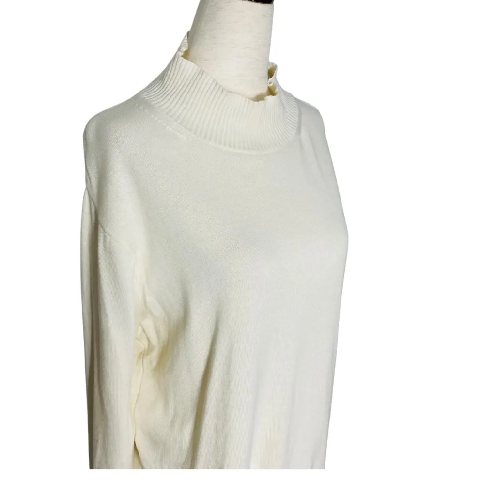 VINTAGE TALBOTS Beige Mock Neck Sweater Knit Top - Image 5