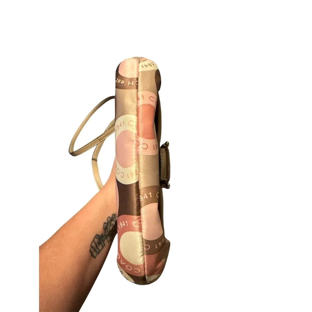 Coach Signature Circle Print Small Crossbody Bag Pink Brown Beige - Image 5