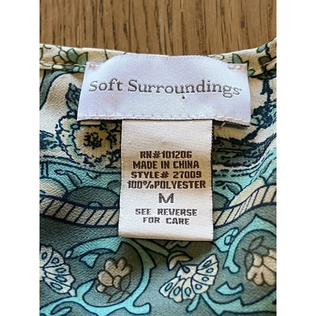 Soft Surroundings Top Women Size‎ Medium Pullover Tunic Henley Floral Roll Tab - Image 6