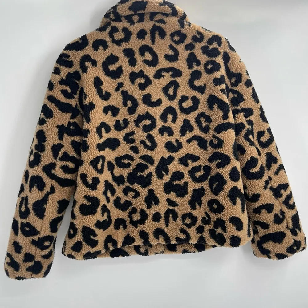 APPARIS anthropologie Animal Print Leopard cheetah Faux Fleece Teddy Jacket xs - Image 12