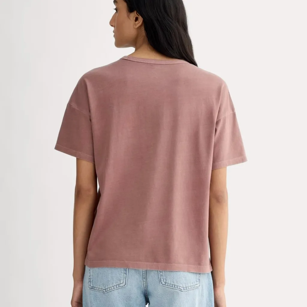 Everlane The Boyfriend Tee in Essential Cotton in Brown Garment Dye, Size Small - Image 3